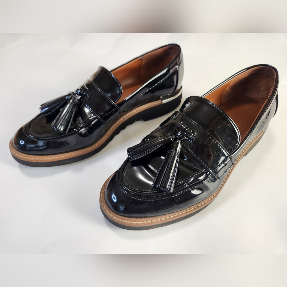 Franco Sarto Black Career L-Carolynn Lug Sole Tassel Loafers size 7M - Picture 3 of 13